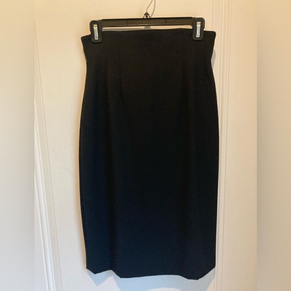 Escada High Waisted Black Wool Pencil Skirt Classic EU Sz 38